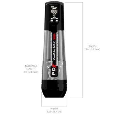 PDX ELITE - VIEWTUBE MAX VIEW MASTURNADOR AUTOMÁTICO COM SUCÇÃO TRANSPARENTE - RD553-23 - Dona Pimenta