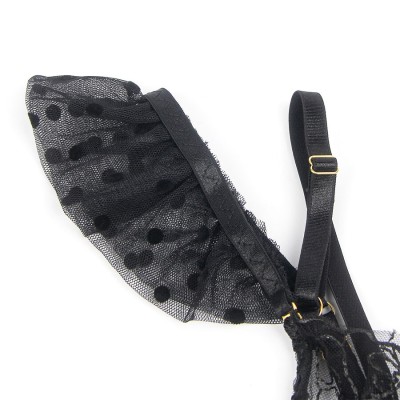 SUBBLIME - 957483 CONJUNTO DE SUTIÃ E LIGA DE RENDA PRETO S/M - D-242911 - Dona Pimenta