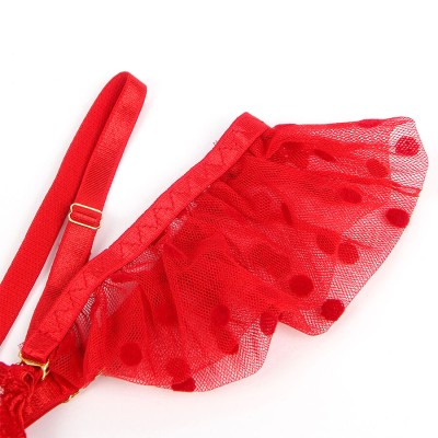 SUBBLIME - 957506 CONJUNTO DE SUTIÃ E LIGA DE RENDA VERMELHO S/M - D-242913 - Dona Pimenta
