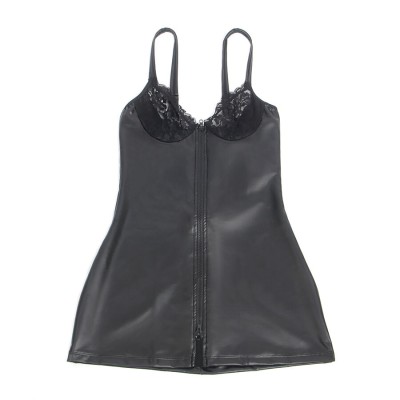 SUBBLIME - 957568 VESTIDO DE COURO COM ZÍPER PRETO S/M - D-242921 - Dona Pimenta
