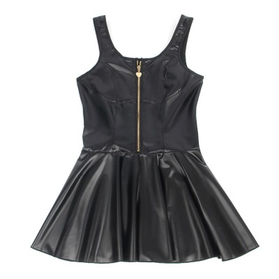 SUBBLIME - 957667 VESTIDO DE COURO COM ZÍPER DE CORAÇÃO PRETO S/M - D-242931 - Dona Pimenta