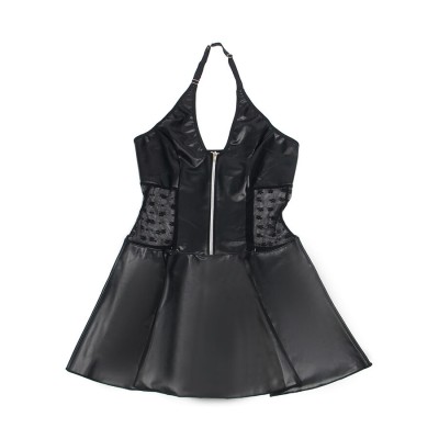 SUBBLIME - 957704 VESTIDO DE COURO COM ZÍPER DE RENDA PRETO S/M - D-242935 - Dona Pimenta