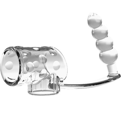 PRETTY LOVE - MANGA PARA PÉNIS COM PLUG ANAL TRANSPARENTE - D-242902 - Dona Pimenta