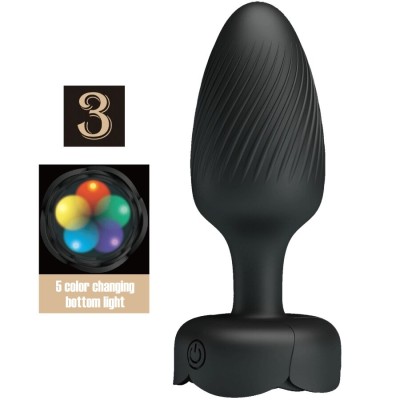 PRETTY LOVE - OSBORN PLUG ANAL COM LUZ LED PRETO 9,8 CM - D-242896 - Dona Pimenta