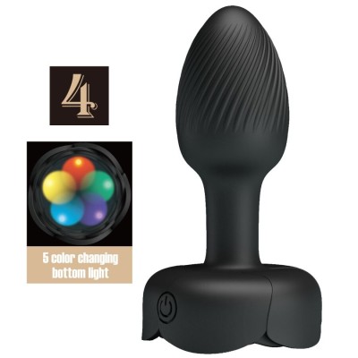 PRETTY LOVE - OLMAN PLUG ANAL COM LUZ LED PRETO 8,8 CM - D-242897 - Dona Pimenta