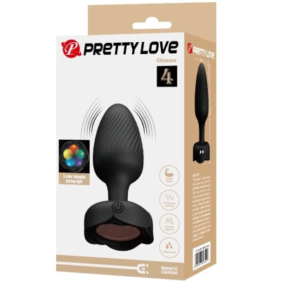 PRETTY LOVE - OLMAN PLUG ANAL COM LUZ LED PRETO 8,8 CM - D-242897 - Dona Pimenta