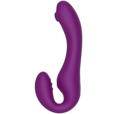 XOCOON - VIBRADOR STRAP-ON 2 EM 1 SEM ALÇAS COM CONTROLE REMOTO ROXO - D-243615 - Dona Pimenta