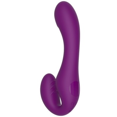 XOCOON - VIBRADOR STRAP-ON 2 EM 1 SEM ALÇAS COM CONTROLE REMOTO ROXO - D-243615 - Dona Pimenta