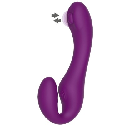 XOCOON - VIBRADOR STRAP-ON 2 EM 1 SEM ALÇAS COM CONTROLE REMOTO ROXO - D-243615 - Dona Pimenta