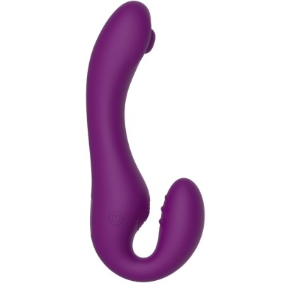 XOCOON - VIBRADOR STRAP-ON 2 EM 1 SEM ALÇAS COM CONTROLE REMOTO ROXO - D-243615 - Dona Pimenta