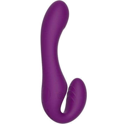 XOCOON - VIBRADOR STRAP-ON 2 EM 1 SEM ALÇAS COM CONTROLE REMOTO ROXO - D-243615 - Dona Pimenta