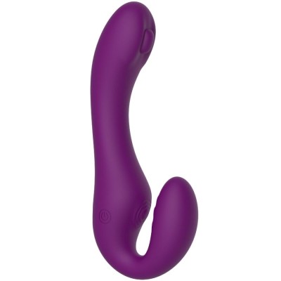 XOCOON - VIBRADOR STRAP-ON 2 EM 1 SEM ALÇAS COM CONTROLE REMOTO ROXO - D-243615 - Dona Pimenta