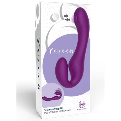 XOCOON - VIBRADOR STRAP-ON 2 EM 1 SEM ALÇAS COM CONTROLE REMOTO ROXO - D-243615 - Dona Pimenta