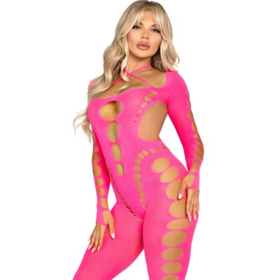 LEG AVENUE - BODYSTOCKING ROSA COM COSTAS ABERTAS TAMANHO ÚNICO - D-243779 - Dona Pimenta