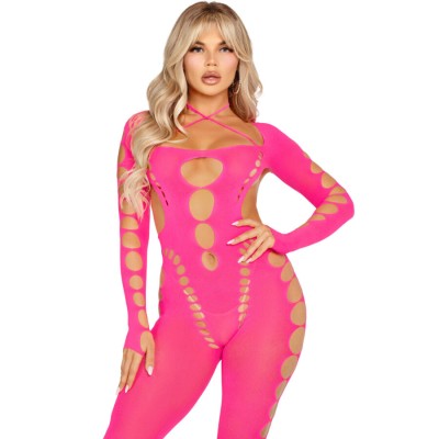 LEG AVENUE - BODYSTOCKING ROSA COM COSTAS ABERTAS TAMANHO ÚNICO - D-243779 - Dona Pimenta