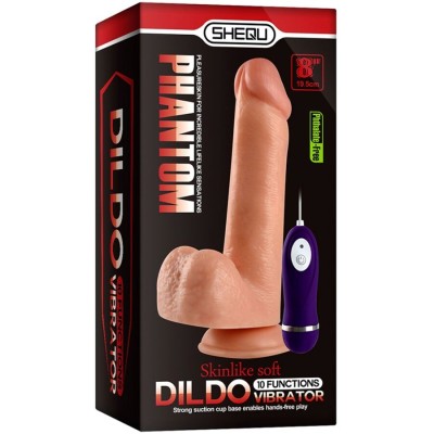 SHEQU - DILDO VIBRATÓRIO FANTASMA COM CONTROLE REMOTO 20 CM - D-243044 - Dona Pimenta