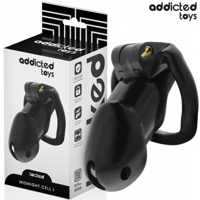 ADDICTED TOYS LOCKED - GAIOLA DE PÉNIS CELL MINDNIGHT TAMANHO L - D-242956 - Dona Pimenta
