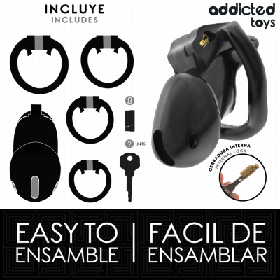 ADDICTED TOYS LOCKED - GAIOLA PARA PÉNIS CELL MINDNIGHT TAMANHO S - D-242957 - Dona Pimenta