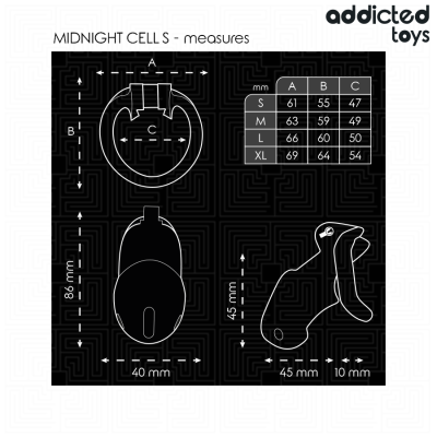ADDICTED TOYS LOCKED - GAIOLA PARA PÉNIS CELL MINDNIGHT TAMANHO S - D-242957 - Dona Pimenta