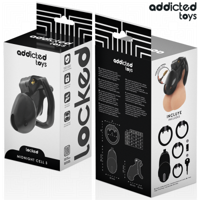 ADDICTED TOYS LOCKED - GAIOLA PARA PÉNIS CELL MINDNIGHT TAMANHO S - D-242957 - Dona Pimenta