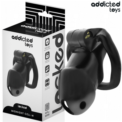 ADDICTED TOYS LOCKED - GAIOLA PARA PÉNIS CELL MINDNIGHT TAMANHO M - D-242960 - Dona Pimenta