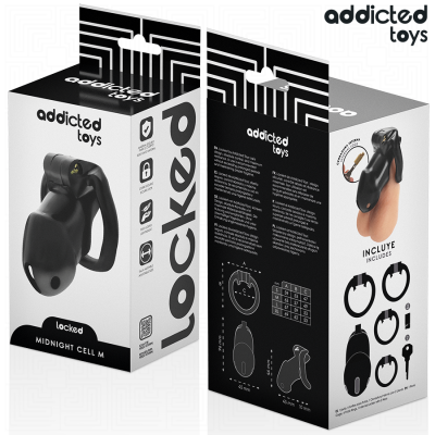ADDICTED TOYS LOCKED - GAIOLA PARA PÉNIS CELL MINDNIGHT TAMANHO M - D-242960 - Dona Pimenta