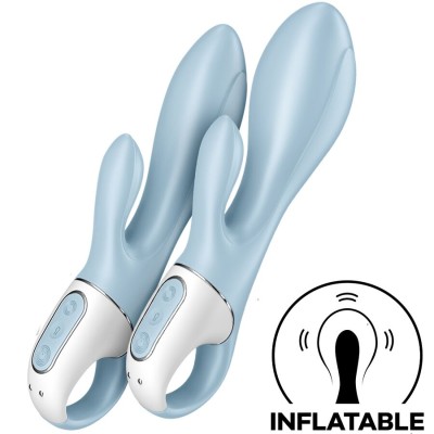 SATISFYER - BOMBA DE AR BUNNY 1 COELHO INFLÁVEL VIBRADOR AZUL - D-242808 - Dona Pimenta