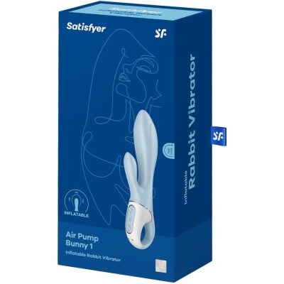 SATISFYER - BOMBA DE AR BUNNY 1 COELHO INFLÁVEL VIBRADOR AZUL - D-242808 - Dona Pimenta
