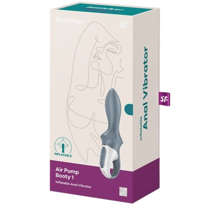 SATISFYER - BOMBA DE AR BOOTY 1 VIBRADOR INFLÁVEL ANAL CINZA - D-242807 - Dona Pimenta