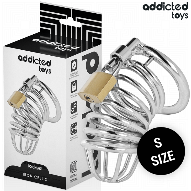 ADDICTED TOYS LOCKED - GAIOLA DE PÉNIS DE METAL COM CÉLULA DE FERRO 4 CM TAMANHO S - D-242969 - Dona Pimenta