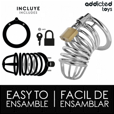 ADDICTED TOYS LOCKED - GAIOLA DE PÉNIS DE METAL COM CÉLULA DE FERRO 4 CM TAMANHO S - D-242969 - Dona Pimenta