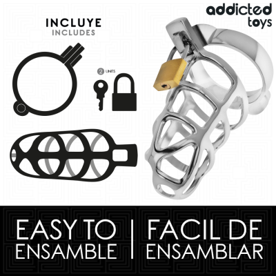 ADDICTED TOYS LOCKED - GAIOLA DE PÉNIS COM TRAVA DE PRATA TAMANHO M - D-242971 - Dona Pimenta