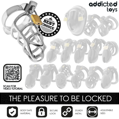 ADDICTED TOYS LOCKED - GAIOLA DE PÉNIS COM TRAVA DE PRATA TAMANHO M - D-242971 - Dona Pimenta