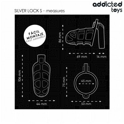 ADDICTED TOYS LOCKED - GAIOLA DE PÉNIS DE METAL COM TRAVA DE PRATA TAMANHO S - D-242972 - Dona Pimenta