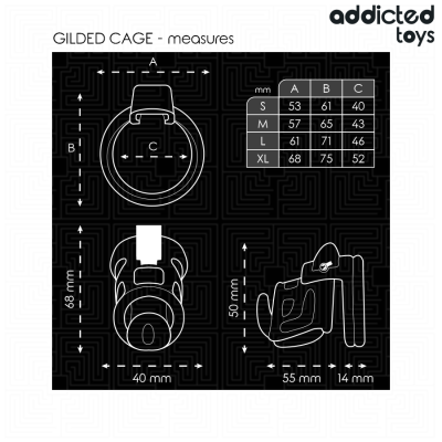 ADDICTED TOYS LOCKED - GAIOLA GILDEN GAIOLA PARA PÉNIS 8,5 CM - D-242958 - Dona Pimenta