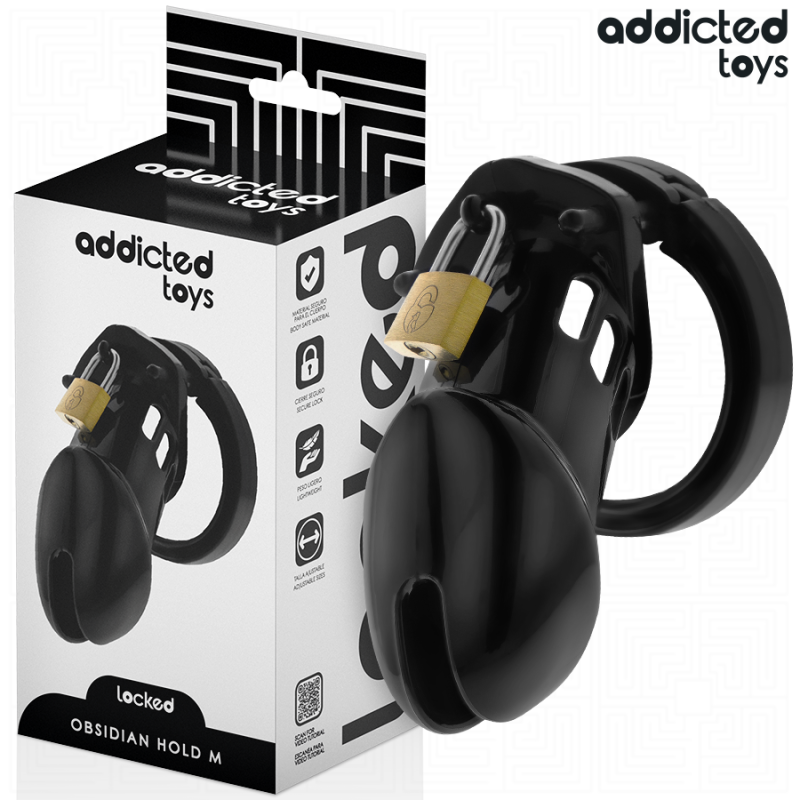 ADDICTED TOYS LOCKED - GAIOLA DE PÉNIS DE OBSIDIANA TAMANHO M - D-242955 - Dona Pimenta