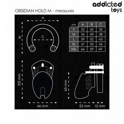 ADDICTED TOYS LOCKED - GAIOLA DE PÉNIS DE OBSIDIANA TAMANHO M - D-242955 - Dona Pimenta