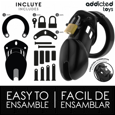 ADDICTED TOYS LOCKED - GAIOLA DE PÉNIS DE OBSIDIANA TAMANHO M - D-242955 - Dona Pimenta