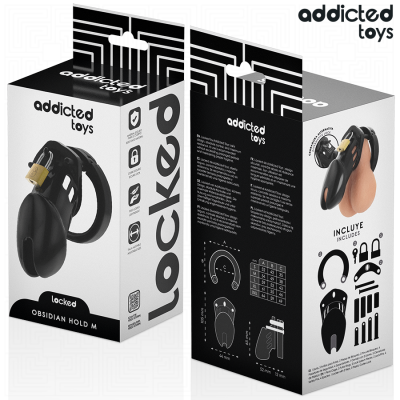 ADDICTED TOYS LOCKED - GAIOLA DE PÉNIS DE OBSIDIANA TAMANHO M - D-242955 - Dona Pimenta