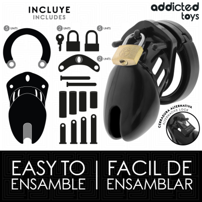 ADDICTED TOYS LOCKED - GAIOLA DE PÉNIS DE OBSIDIANA TAMANHO S - D-242965 - Dona Pimenta