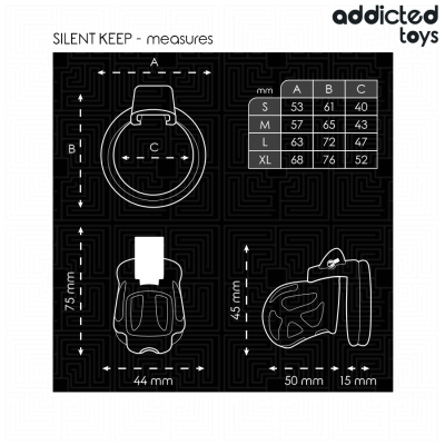 ADDICTED TOYS LOCKED - GAIOLA PARA PÉNIS SILENT KEEP 7,5 CM - D-242966 - Dona Pimenta