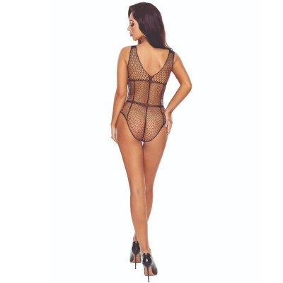 PASSION - BS114 BLACK GRID BODYSTOCKING - D-243965 - Dona Pimenta
