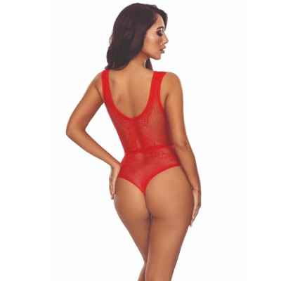 PASSION - BS115 BODYSTOCKING GRID VERMELHO - D-243969 - Dona Pimenta