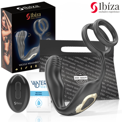 IBIZA - PLUG ANAL GIRATÃRIO COM CONTROLE REMOTO WIGGLE COM VIBRAÇÃO PERINEAL E ANÉIS PARA AUMENTO DO PÉNIS - D-242821 - Dona Pim