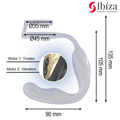 IBIZA - PLUG ANAL GIRATÃRIO COM CONTROLE REMOTO WIGGLE COM VIBRAÇÃO PERINEAL E ANÉIS PARA AUMENTO DO PÉNIS - D-242821 - Dona Pim