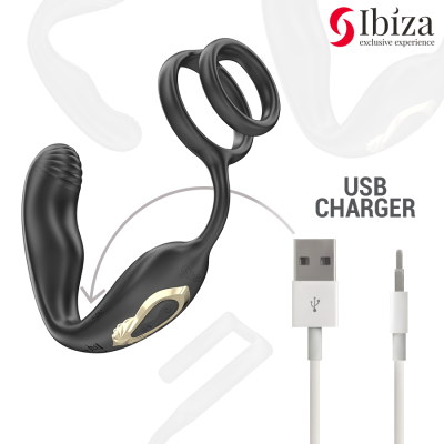 IBIZA - PLUG ANAL GIRATÃRIO COM CONTROLE REMOTO WIGGLE COM VIBRAÇÃO PERINEAL E ANÉIS PARA AUMENTO DO PÉNIS - D-242821 - Dona Pim