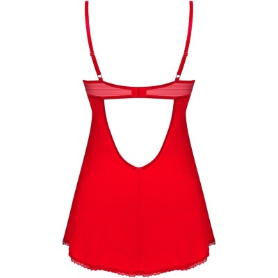 OBSESSIVE - INGRIDIA CHEMISE E TANGA VERMELHA XS/S - D-236671 - Dona Pimenta