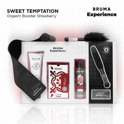 BRUMA XPERIENCE - KIT TENTAÇÃO DE MORANGO DOCE COM POTENCIALIZADOR DE ORGASMO - D-243619 - Dona Pimenta