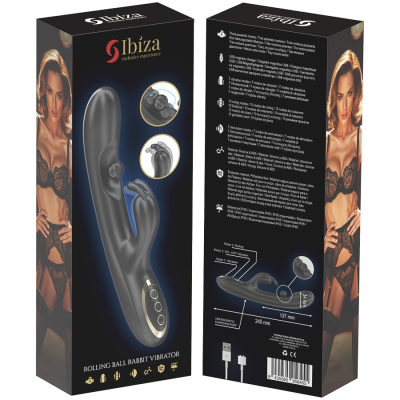 IBIZA - PODEROSO VIBRADOR RABBIT COM PÃROLA ROLANTE MASSAGEADORA - D-242824 - Dona Pimenta
