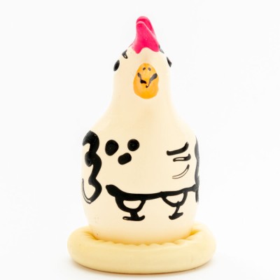 CONDOMERIE - PRESERVATIVOS NOVIDADES PINTADOS Ã MÃO COCKY ROOSTER - D-243248 - Dona Pimenta